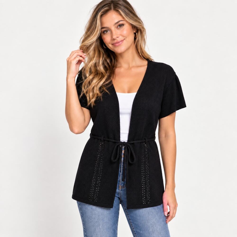 GAP Wool/ Angora Blend Sweater Cardigan Women's Size XL Black Minimalist Casual